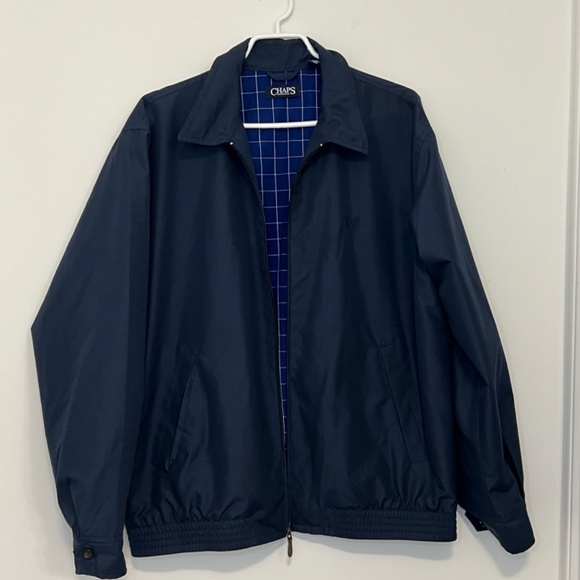 Chaps Casual Sporty Full Zip Bomber Style Lined Jacket - Navy Blue - Size M - Picture 2 of 8